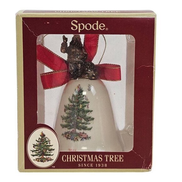 Spode Christmas Tree Ornament 2011 Bell With Santa Handcrafted NIB Holiday Decor - Picture 1 of 10